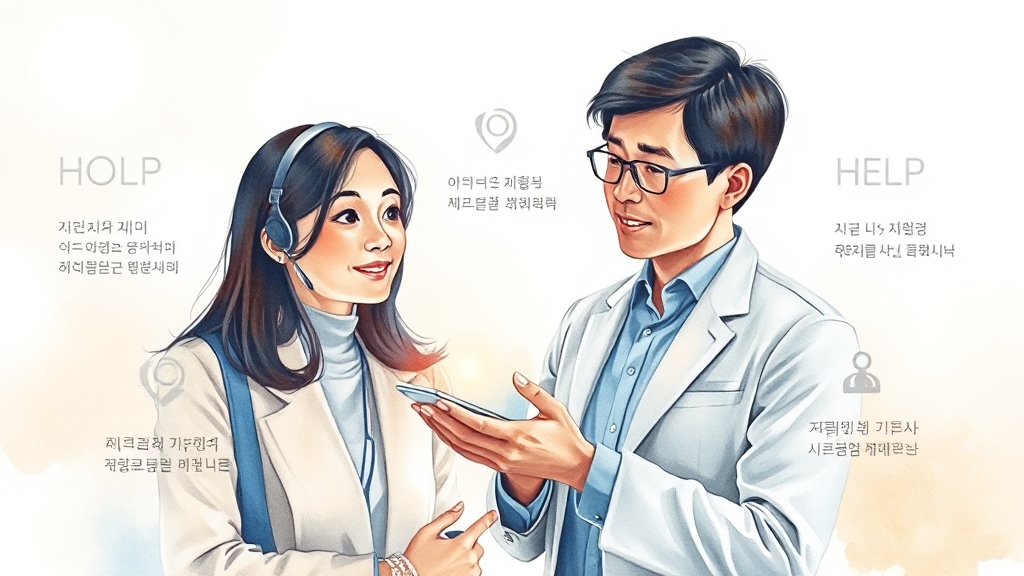 궁금할 땐 고객센터를 이용해요 (watercolor 스타일)