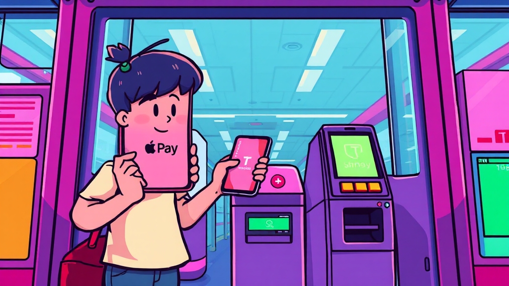 애플페이 지하철 활용법 (cartoon 스타일)
