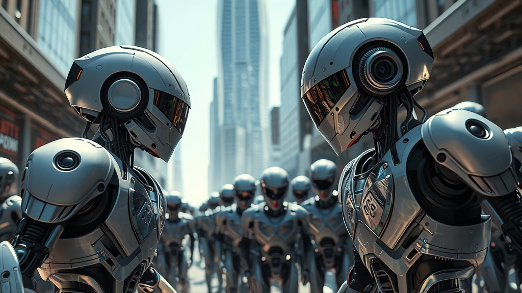 휴머노이드 로봇 시장 경쟁 구도 (realistic 스타일)