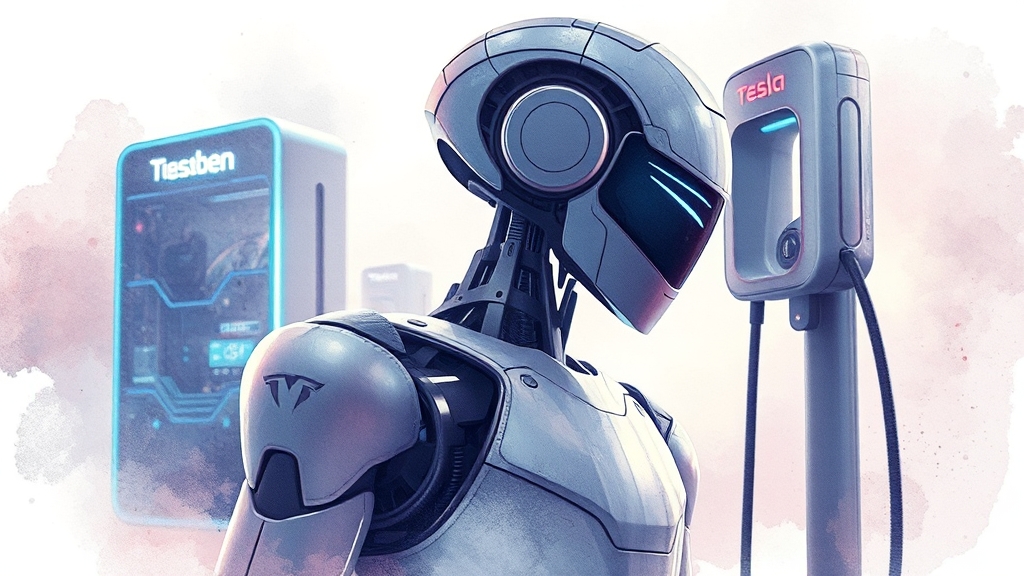 테슬라의 로봇 사업 전략 (watercolor 스타일)
