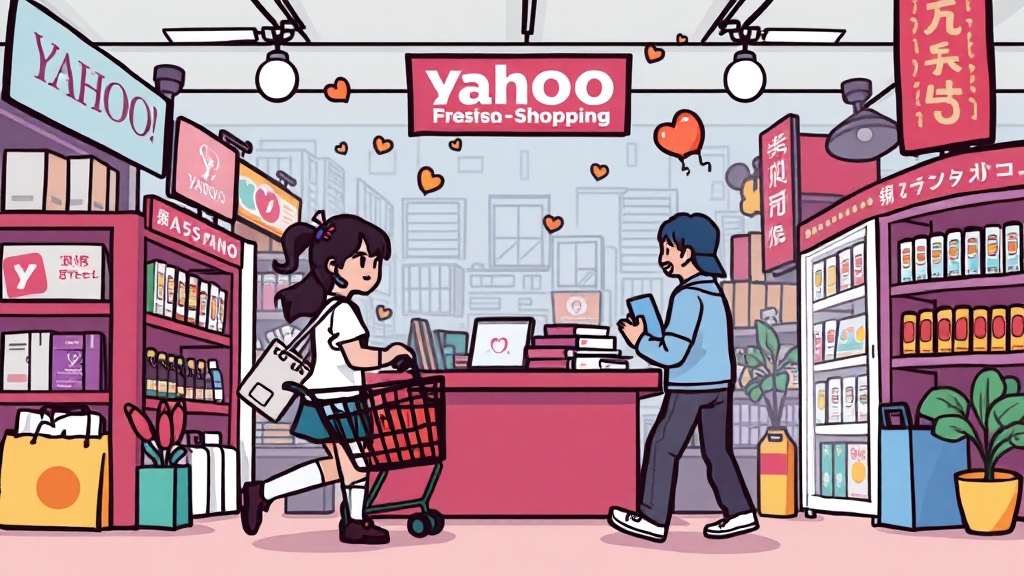 야후 재팬의 전자상거래 시장 경쟁 (cartoon 스타일)