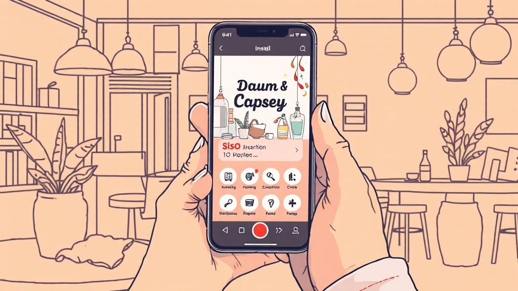 다음 카페 앱 설치 (illustration 스타일)