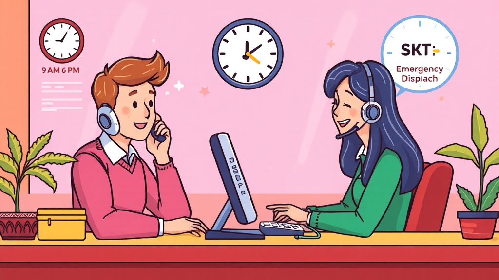 SKT 고객센터 운영시간 (cartoon 스타일)