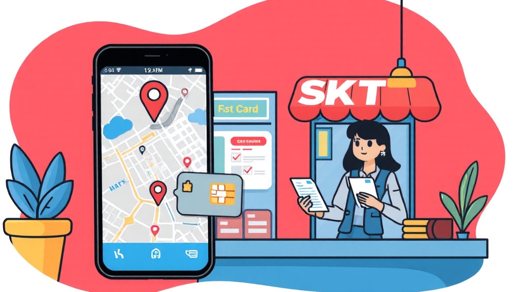 SKT 대리점 방문 안내 (cartoon 스타일)