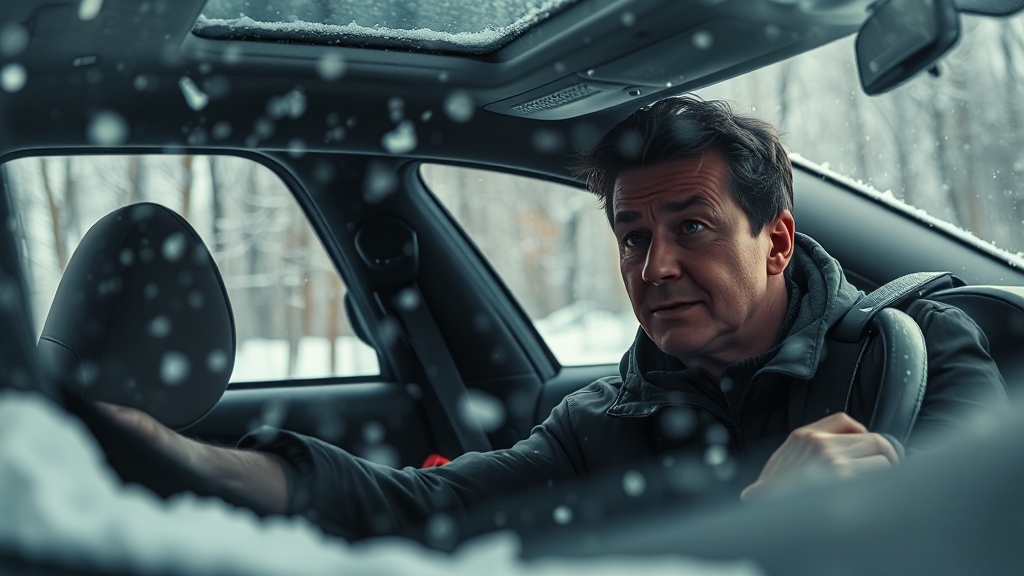 겨울철 배터리 방전 원인 (realistic 스타일)