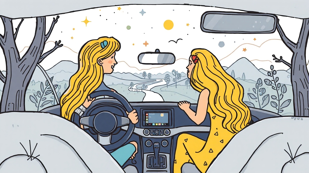 Gemini, 구글 지도 통합: 운전 혁신 (illustration 스타일)