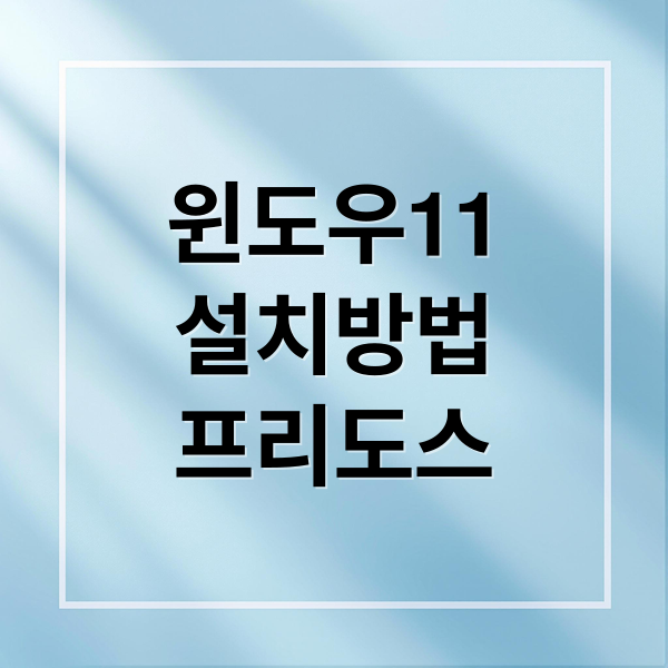프리도스 노트북 윈도우11 설치 완벽 가이드: USB 제작부터 정품 인증까지 10
