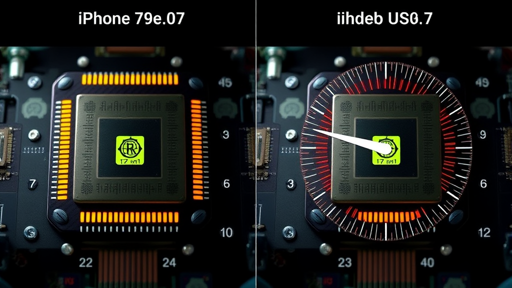 A19 칩 발열 및 효율 비교 (realistic 스타일)