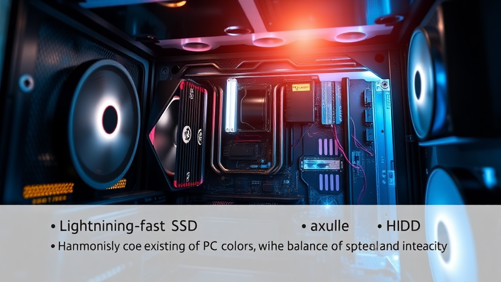 저장 장치 선택: 속도와 용량의 균형 (realistic 스타일)